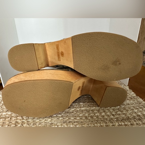 CHARLOTTE STONE 9 Paz Clog Boot in Ida Patchwork Platform Wood Chunky Heel - Picture 9 of 14